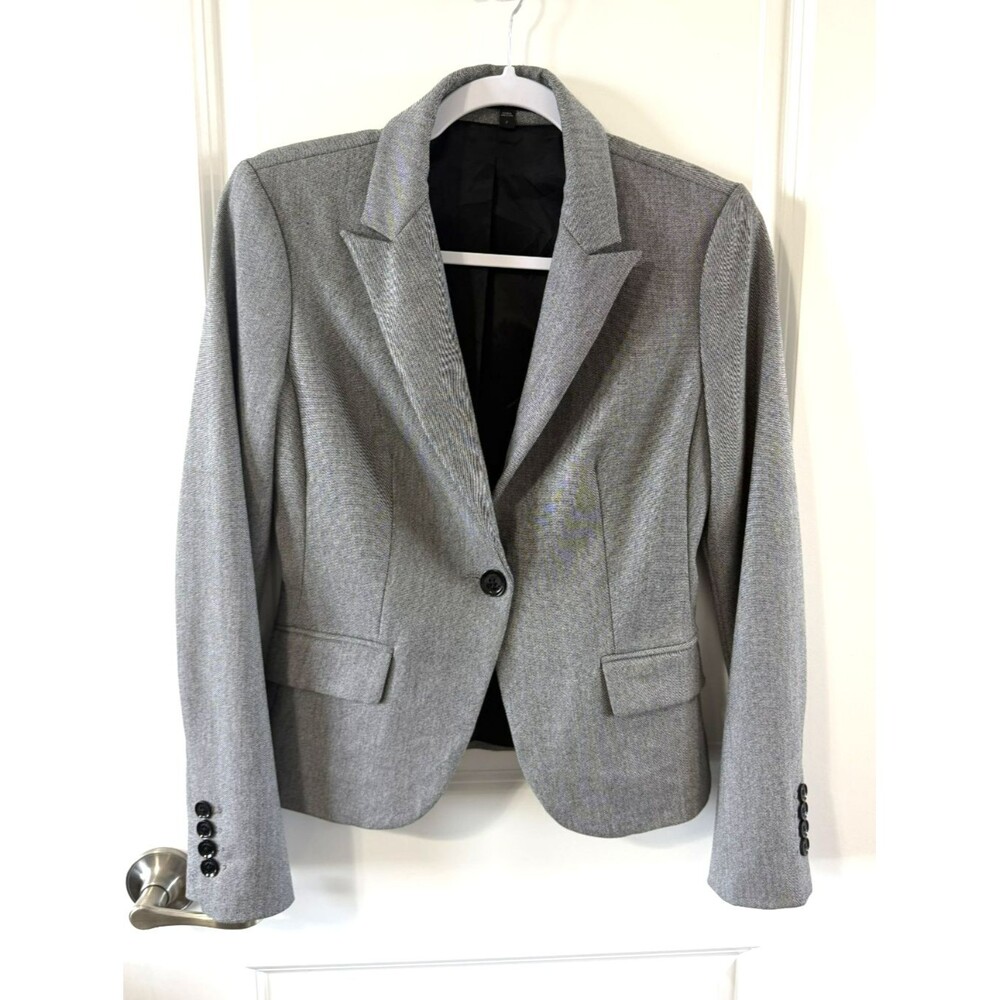 Express Editor Gray Long Sleeve One-Button Blazer Suit Jacket Womens Size 2 NWOT